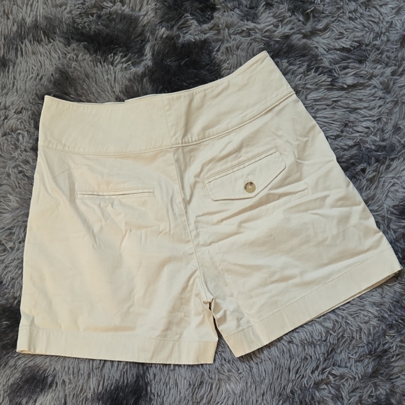 Ralph Lauren Cream High Waist Shorts with Brown Belt Accents - Picture 5 of 8